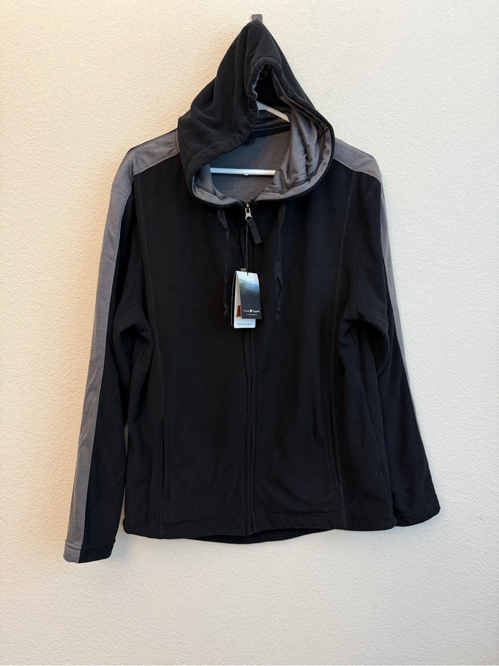 Fossa Men's Lightweight Black & Gray Hooded Shirt Jacket Sz M Thermal texture